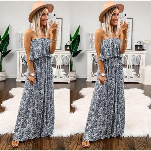 Sexy Women Dress Summer 2020 Women Summer Boho Sexy Floral Print Off the Shoulder Long Maxi Beach Dress Maxi Dress For Women