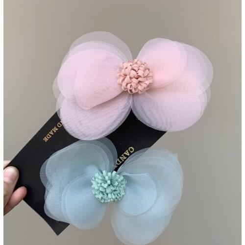 New Korean Children Girl Spring Princess Fairy Bow Floret Edge Hairpin Temperament Headdress Hair Clip Fashion Hair Accessories