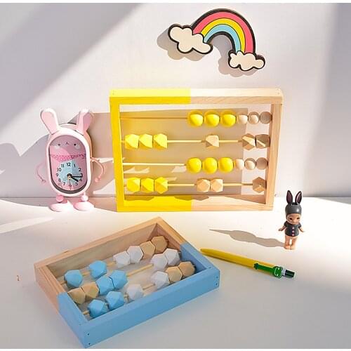 Nordic Style Natural Wooden Abacus With Beads Craft Baby Early Learning Educational Toys ChildrenS Birthday Gift Home Decor