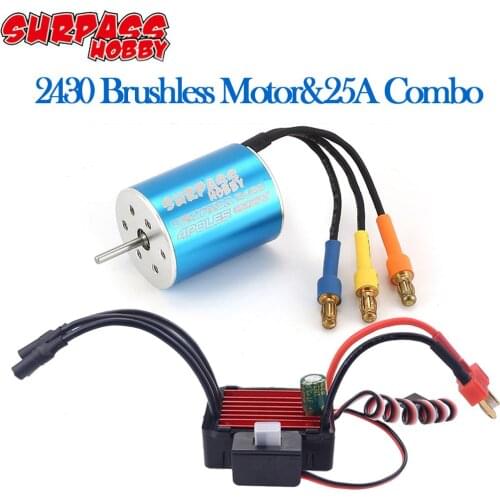 Surpass Hobby Waterproof 2430 5800KV 7200KV 8200KV Brushless Motor w/25A ESC for Tamiya Wltoys kyosho 1/18 1/20 RC Car Boat