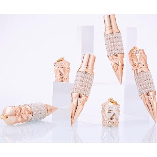 Unique Lipstick Tube Rhinestone Rose Gold Empty Lip-Balm Tube 12.1mm Cosmetic Lipstick Empty Packaging Container 10/30pcs
