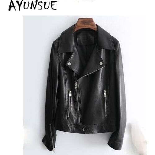 AYUNSUE Natural Sheepskin Coats Famale Black Genuine Leather Jacket Women New Autumn Outerwear Woman Veste Cuir Femme 2021 SQQ17