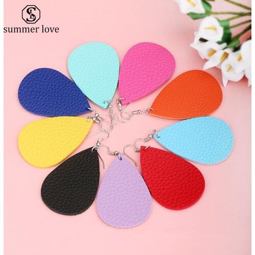 Boho Fashion Faux Leather Earrings for Women Trendy Designer Earings Teardrop Genuine Leather Dangle Big Statement Jewelry