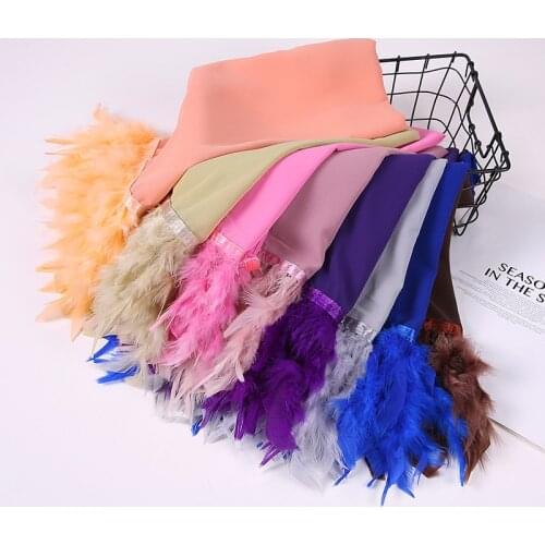New Plain Chiffon Hijab Women Scarves Handmade Feather Fashion Shawl Headwear Wrap Headscarf Scarf Foulard Scarf 15 Colors