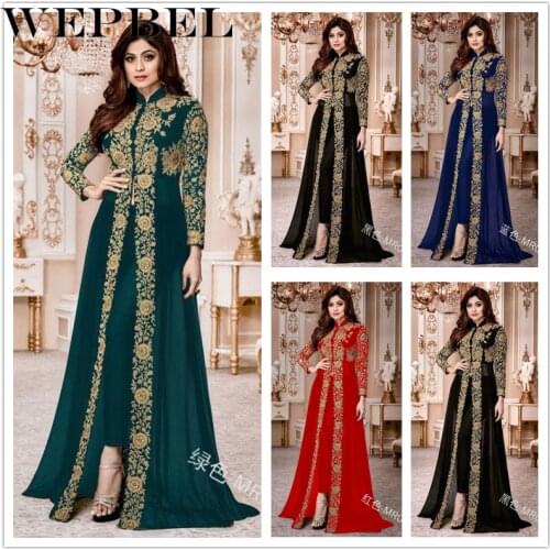 WEPBEL Islamic Maxi Dresses Without Hijab Plus Size S-5XL Women Elegant Muslim Abaya Long Dress Printed Vintage Kaftan Dress