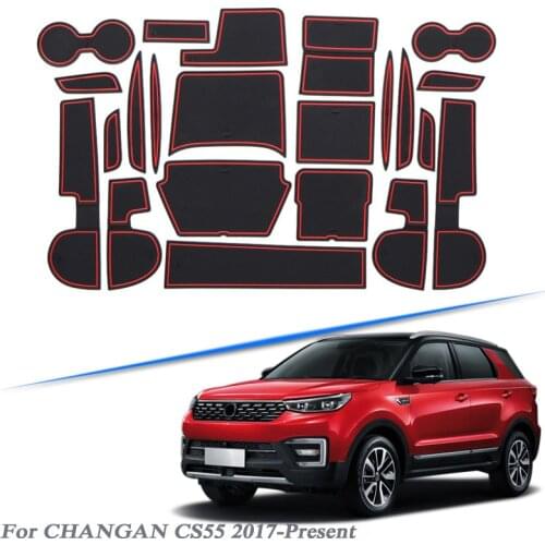 22pcs Car Styling For CHANGAN CS55 2017-Present Latex Gate slot pad Interior Door Groove Mat Non-slip dust Mat Auto Accessories