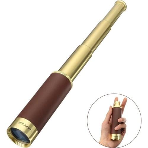 25x30 Monocular Zoomable Vintage Pirate Adjustable Telescopic Monocular Optics Telescope Brass Spyglass for Navigation Sailing