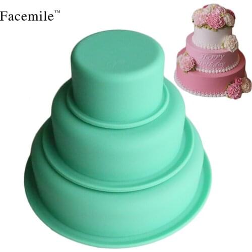 3PCS Nonstick Round Silicone Baking Molds Set Bakeware Pans Dishwasher & Fridge Molding For Cake/ Pies/ Bread/ Ice Cream