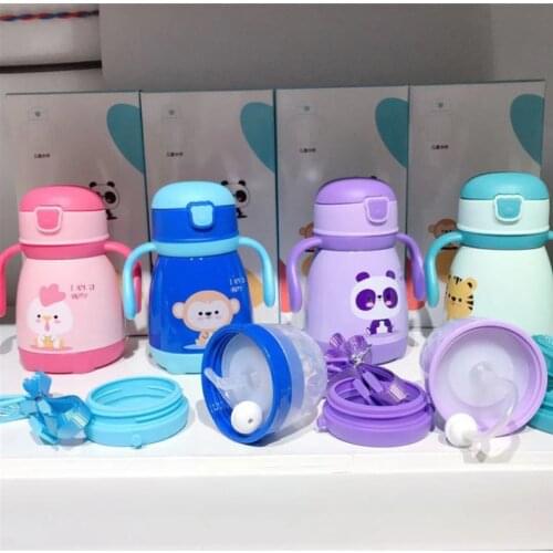 330ml Baby Feeding Cup Stainless Steel Insulated hot water Bottle with 2 lids leak-poof thermal Cup Milk Thermos for Children
