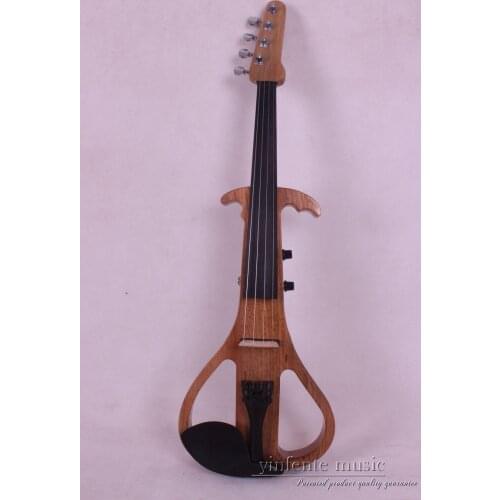 4/4 Electric Violin Solid wood Silent Pickup Fine tone Flame Veneer #3-2 dark red color