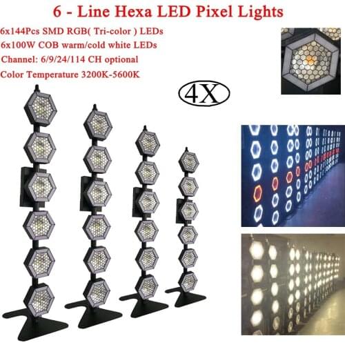 4Pcs/Lot Newest Disco DJ Equipment 6x100W 6-Line Hexa LED Light Super Bright Lamps For DJ Disco KTV Party Effect Stage Lighting