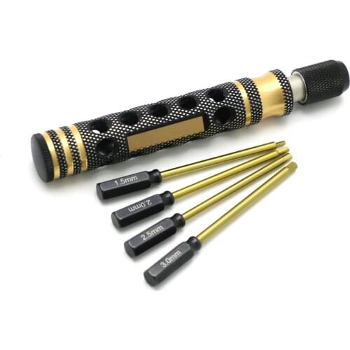 4 In 1 Hexagon Head Screw Driver Titanium Alloy Steel Hex ScrewDriver Tools Set Kit H1.5 H2.0 H2.5 H3.0 For RC Tools