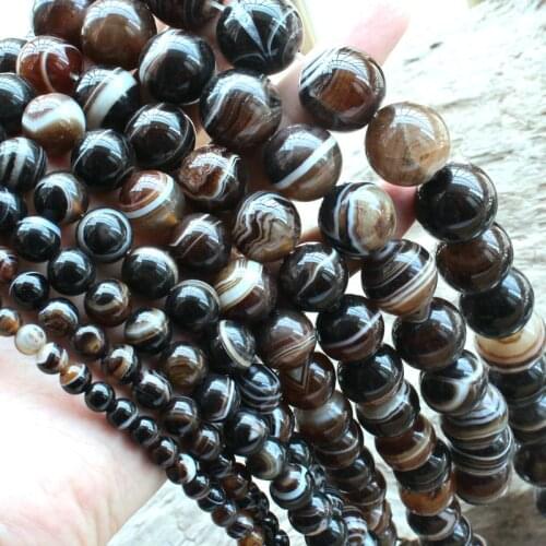 6-18mm Natural Round Dzi Agates Banded Agates Stripe Onyx Beads For Jewelry Making Beads 15'' Needlework DIY Beads Trinket