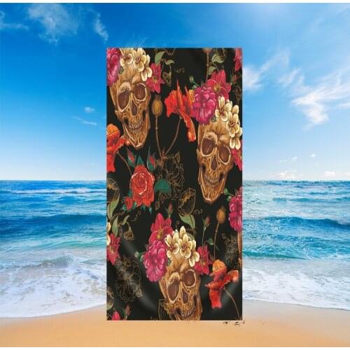 70*150cm Beach Towel Rectangular 3D Skull Printed Beach Towel Fabric Quick Compression Towel Tapestry Yoga Mat