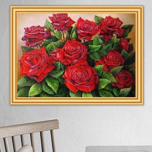 DIY 5D Diamond Painting Flower Cross stitch Needlework full Diamond Embroidery Red Rose Picture of Rhinestones Diamond Mosaic