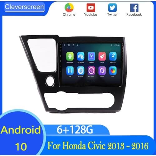 CleverScreen 4G CarPlay Android 10 6G+128G Car Auto Radio Multimedia Player For Honda Civic 2013 - 2016 GPS DVD