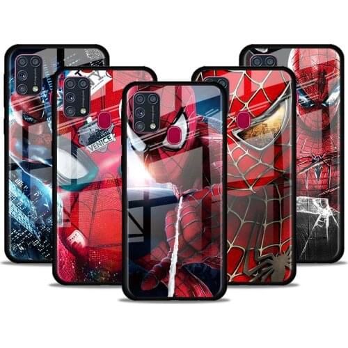 Spiderman Marvel for Samsung Galaxy S21 Ultra A71 A51 4G 5G A91 A81 A41 A31 A21 A11 A01 Tempered Glass Phone Case