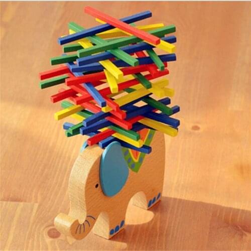 Baby Toys Educational Elephant Balancing Blocks Wooden Toy Wood Balance Game Montessori Blocks Gift For Child