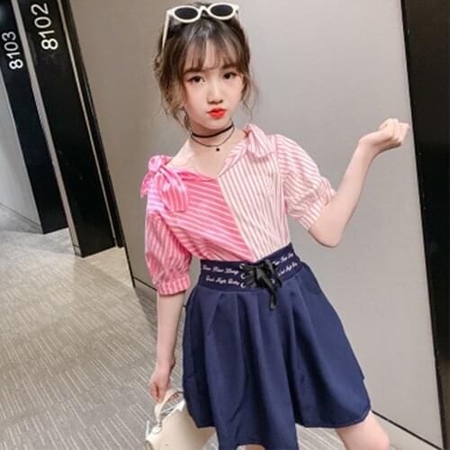 Children Dresses Girl Sets Kids Clothes Girls Baby Clothes Girls Dress For Kids Clothes Set Suit Two Sets Of Summer Stripe Color
