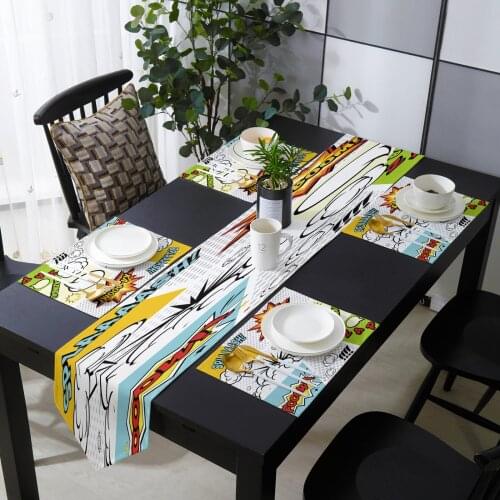 Dialog Box Explosion Table Runner Table Mats Cover For Home Wedding Banquet Festival Party Catering Hotel Table Decoration