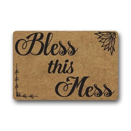 Custom entrance doormats "bless this mess " non-woven door mat design welcome mat