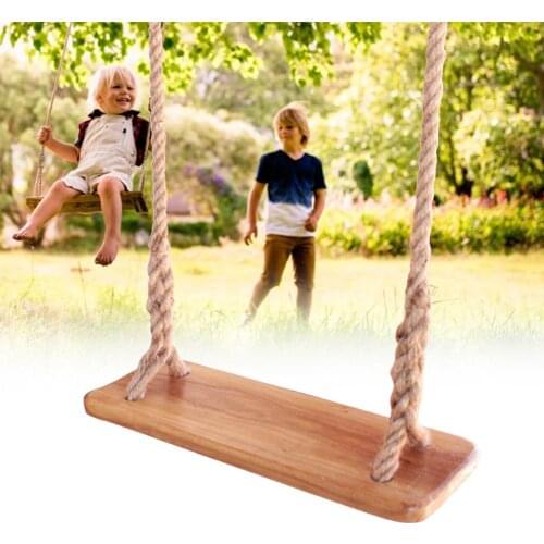 Garden Tree Indoor And Outdoor Swing Wooden Hemp Rope Anti-corrosion Wood Porch Rustic SwingPlank Swing For Adult Children