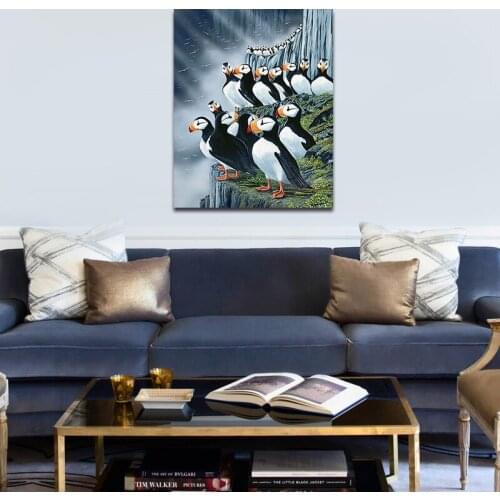 DIY colorings pictures by numbers with penguins picture drawing Relief painting by numbers framed Home