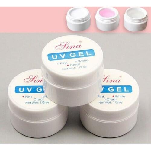 1 Box Pink White Clear Transparent 3 Color Options UV Builder Glue Nail Art Tips Nail Manicure Extension Design Decoration Glue