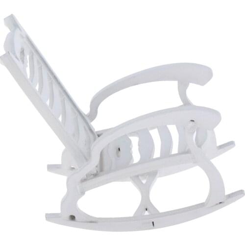 MagiDeal White Wooden Rocker Rocking Chair for 1/12 Dolls House Miniature