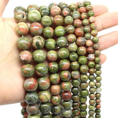Oameusa Natural Round Unakite Agates Beads Stone Loose Beads For Jewelry Making Spacer Beads Accessories Diy Make