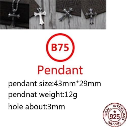 B75 S925 sterling silver pendant retro personality double cross flower shape wild pendant punk hip-hop style gift for friends