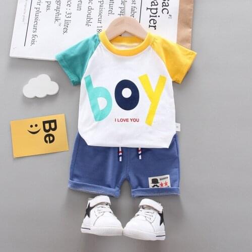 Summmer Boys Clothing Set Cotton Clothes For Bady Kids Boys Casual Letter Printed t-shirt Tops+ Shorts 2021 New Boys Outfit Set