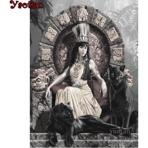 5D DIY Cross Stitch Set Diamond Painting Egypt Queen Panther Full Square Round Drill Diamond Embroidery Mosaic Kit Rhinestones
