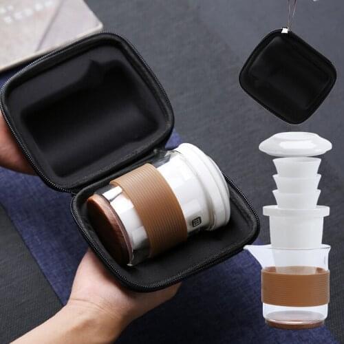 Set of ceramic travel kungfu tea set Simple tea brewing set for outdoor tourism Express cup Tea set suit