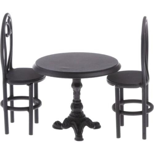 Sets Table Chairs Black Metal Accessories for 1:12 Dollhouse