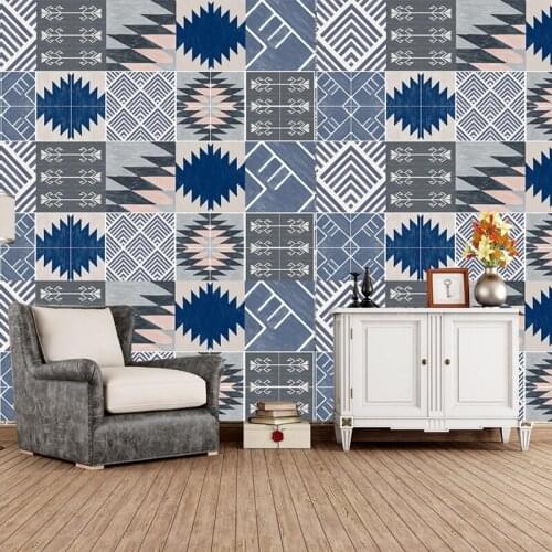 Mediterranean Style Wall Tile Sticker Home Decor DIY Self-adhesive Wallpaper Living Room Kitchen Bathroom Decoration Vinyl Mural