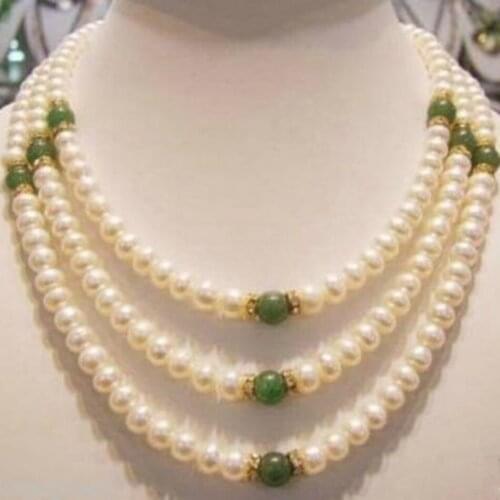 Top quality genuine 7-8 mm natural freshwater rondelle abacus pearl green beads round beads necklace elegant gifts 17-19"MY5280