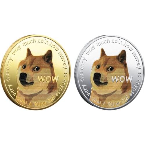 Funny Dogecoin Art Decor Dog Commemorative Coins Cute Dog Pattern Souvenir Collection Gifts for Friends Birthday, Wedding