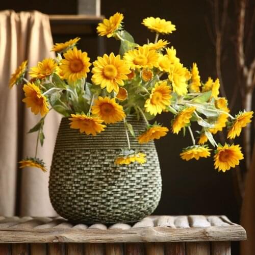 Sunflowers Artificial Flowers DIY Silk Flower Branch for Home Wedding Summer Autumn decoration fake plastic stem sunflower