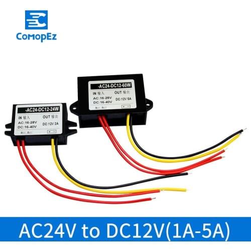 AC DC Converter AC 24V to DC 12V Step Down Buck Module Rectifier Monitoring Camera Power Supply Golfs Carts Voltage Convereter