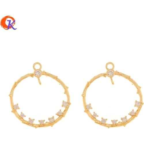 Cordial Design 20Pcs 21*22MM Jewelry Accessories/DIY Making/Hand Made/Loop Shape/Genuine Gold Plating/CZ Charms/Earring Findings