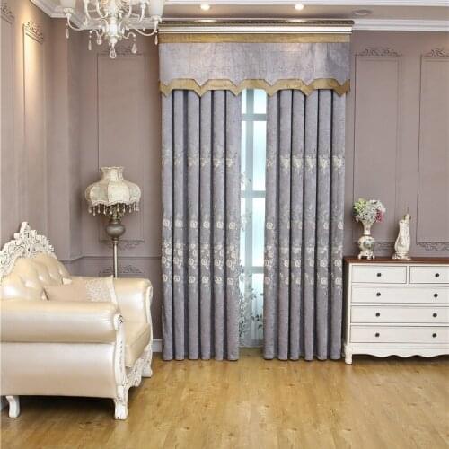Chinese style luxury chenille 3D embroidery villa curtain living room window decoration classic and elegant bedroom curtain
