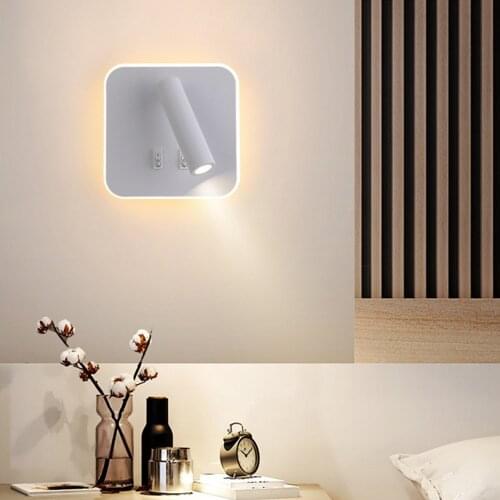 LED Wall Lamp Modern Bedside Light Fixture Indoor Wall Sconce Minimalist Stair Bedroom Reading Lamp Living Room Home Lighting