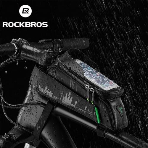 ROCKBROS Bicycle Bags Front Beam Upper Tube Saddle Black Bag Touch Screen Cycling 5.8/6 Inch MTB Bag Equipment Accessories