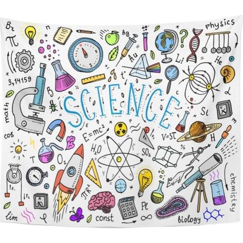 Engraved in Old Sketch and Vintage Scientific Formulas Calculations Home Decor Tapestry Wall Hanging for Living Room Bedroom