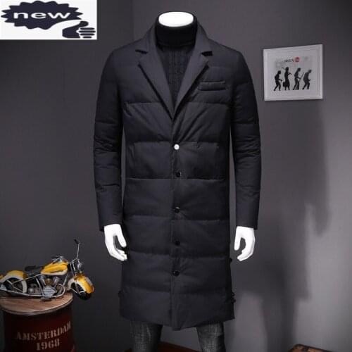 High Quality Long Sleeve Single Breasted Lapel Mens Down Winter Warm Casual Medium Length Coats Streetwear Plus Size 5XL