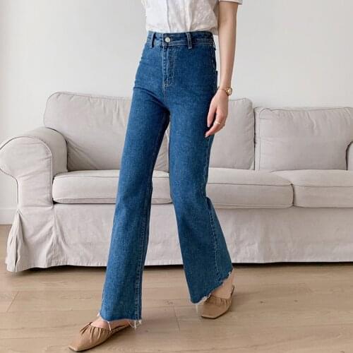 2020 Spring Jeans High Waist Wide Leg Women Straight Denim Fashion Fit Casual Long Pants