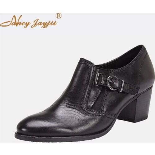 Women Adult Boots Ladies Shoes Ankle Slip-on Round Toe High Square heels Mature Concise Nancyjayjii Mature Elegant Fashion 2019