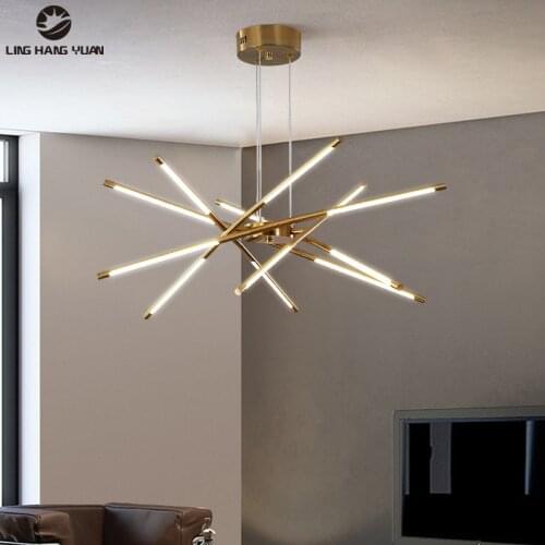 Gold Frame Modern Led Pendant Light 110v 220v Hanging Lamp Chandelier Pendant Lamp for Living room Dining room KItchen Bedroom