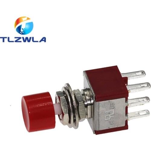 100pcs PS-202 6 Pins SPDT Momentary AC 2A/250V 5A/120V Push Button Pushbutton Switch 1 NO 1 NC